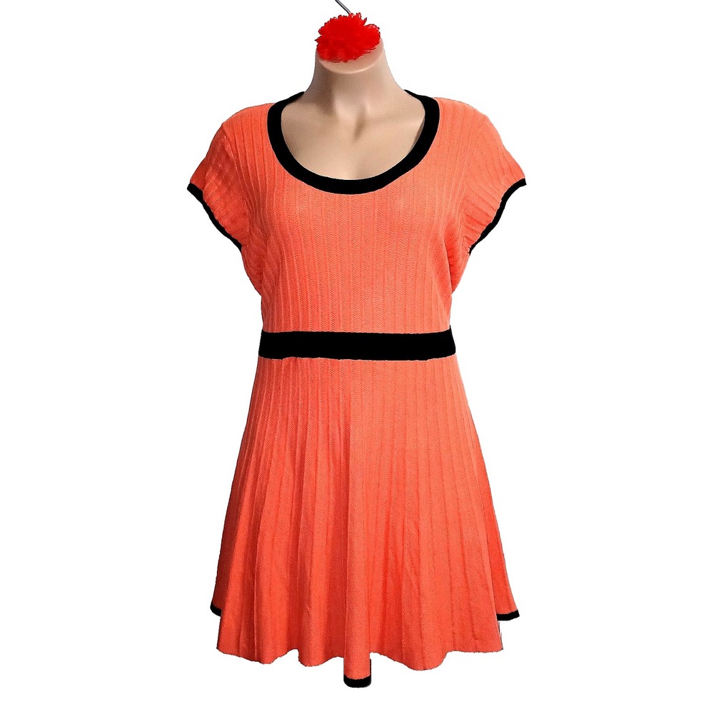 Wendy Williams Women Sweater Knit Fit & Flare Dress 2X Orange Work Office Career